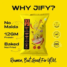 JIFY Korean Ramen Variety Pack of 4 | Kimchi, Cheese, Curry and Chilli Flavours | Veg Korean Ramyun | No Maida, Plant Based, No MSG | Low Sodium | Healthy Instant Noodles | 12g Protein and 3g Fibre per serve image 3