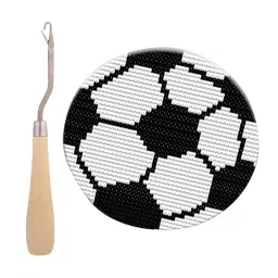 CALANDIS™ Rug Making Kits DIY Soccer Embroidery Cushion Wooden Bent Latch Hook Tool | Latch Hooking Kits | Latch Hooking | Rug Making | Needlecrafts & Yarn image 2