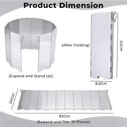 Kraptick Stove Windshield – Foldable Camping Stove Windscreen with Aluminum,10 Plates Stove Windshield for Stable Outdoor Cooking – Portable Wind Guard for Camping, Hiking & All Adventures (Silver) image 2