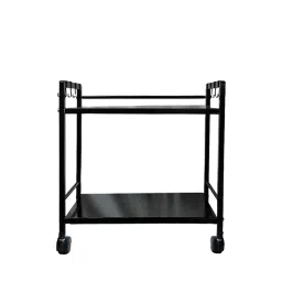 Premium Two-Shelf Oven Stand With 8 Hooks: Stylish, Sturdy, And Space-Saving Kitchen Organizer With 360 Wheels And Powder-Coated Finish - Metal image 5