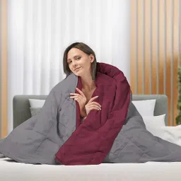 The Sleep Company Reversible Comforter | Wine & Grey | Single Size | 300 TC Cotton | 200 GSM Virgin Microfiber Filling | AC Comforter | All Season Quilted Comforter image 3