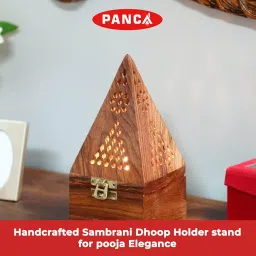 PANCA Wooden Dhoop Dhup Cup Cone Batti Stand Incense Holder for Pooja Puja Item Stand Ash Catcher Handcrafted Traditional Design for Aromatic Rituals - Pack of 1 image 2