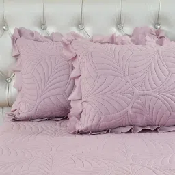 The little BIG STORE King Size Quilted Soft Bedsheet Cotton Feel Bedspread | 350 GSM 72"x78" Bed Cover with 2 Pillow Covers Bed Skirt with Ruffle Fringe Side Frills Ruffles Pleated Laces image 4