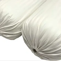 Trance Home Linen 100% Cotton 16X32 Inch 200Tc Striped Bolster Cover | Round Bed Side Long Bolster Pillow Cover To Fit 24" Length 9" Dia | Pack Of 2 Bolster Cover Only (16X32 Inch, White, 2 Piece) image 1