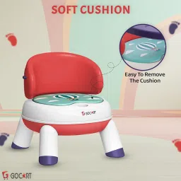 GOCART WITH G LOGO 4 Leg Baby Dining Chair With Detachable Tray And Pu Soft Cushion For 1-2 Year Kids And Toddler (Design-3) - White image 2