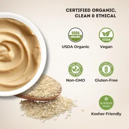 Organic Tahini 454g - Hulled Sesame Seeds - Ideal Tahini for Hummus - Smooth and Nutty Spread - 100% Pure and Natural - The Holly Tree image 2