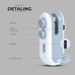 Portable Mini Vacuum Sealer Machine, USB Rechargeable, Compact Food Storage Device, White and Grey image 2