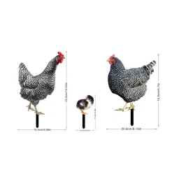 3 Pieces Chicken Animal Statue Animal Shaped Yard Stake for Pathway Decor image 1