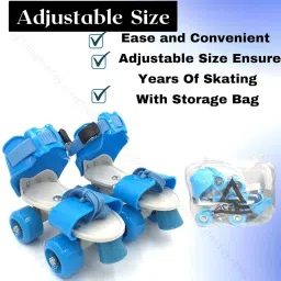 Toy Imagine™ Adjustable Inline Skates for Kids 4-12 Years | Blue Roller Skating Shoes with Front Brake | Polyurethane Wheels | Unisex Skates for Boys & Girls | Beginner Skating Kit image 1