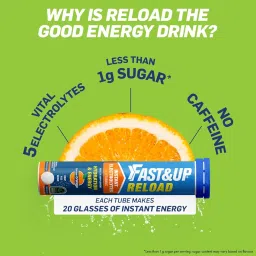 Fast&Up Reload (5 Litres) Low Sugar energy drink for Instant Hydration - 20 Effervescent Tablets with all 5 Essential Electrolytes + Added Vitamins - Certified Electrolytes Drink - Mango flavour image 3