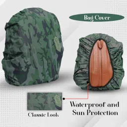 GEPACK Polyester Waterproof Rain and Dust Cover for Backpack Adjustable Rucksake Bag Cover (D.Olive, 35 LTR) image 1