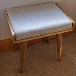 Md Decor Sheesham Wood Ottoman Stool with Cushion, Compact Design, Multipurpose Use for Living Room, Bedroom, and Office (Dark Natural Finish) (Single Seating02) image 2