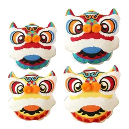 MERISHOPP Chinese New Year Pillow Lion Spring Festival China Home Decor 45x40cm Blue| Memory Foam Pillow | Soft Sleeping Pillow image 2