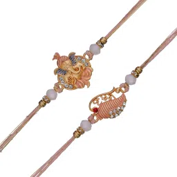 eCraftIndia Set of 2 Lord Ganesha, Krishna Rakhis, Best Bro Ever Fridge Magnet with Roli Chawal Pack - Rakhis for Brother, Bhabhi, Kids image 4