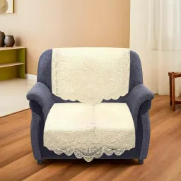 Kuber Industries Floral Sofa Cover 5 Seater|Cotton Sofa cover 3 Seater And 2 Seater|Full cover Set For Couch Seat|Pack of 6 (Cream) image 3