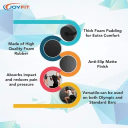 Joyfit - Barbell Pad for Weight Lifting | Squat Pad for Weight Bar with Straps | Hip Thrust Pad for Neck and Shoulder | Protective Squat Pad for Gym with Thick Foam Cushion (Black) image 3