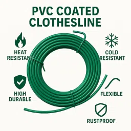 RK Trends PVC Coated GI Wire Clothesline, 20 Metres, Heavy Duty, Assorted Colours image 1