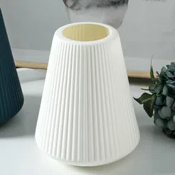 SATYAM KRAFT 1 Pcs Vase for Home Decor, Living Room, Office, Bedroom, Centre Table, Balcony,Ceramic Look Unbreakable Showpiece Flower Pot for Decorations (Off-White) (Only vase, No Flower) Size-20 cm image 4
