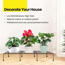 WonderStand Titan Plant Stands (Set of 4) Plant Stand for Balcony Rust Proof Metal Plant Stand for Living Room with 7 Layer Coating (Rectangle Black) image 5