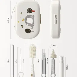 BabySafeHouse Silicon Bottle Cleaning Brush Set for Travel with Drying Rack and Liquid Soap Dispenser, Includes Feeding Bottle Cleaner, Nipple & Straw Cleaner image 1