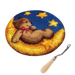 CALANDIS™ Latch Hook Rug Kits DIY Bear Craft Embroidery Cushion W/Wood Crochet Hook | Latch Hooking Kits | Latch Hooking | Rug Making | Needlecrafts & Yarn image 2