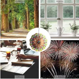 HIKI ZIKI 3D Metal Wind Spinners with Unique Mirror Ball Garden Decor | Sun Wind Spinner with Unique Mirror Ball |Backyard Ornaments Wind Spinner Decorations image 4