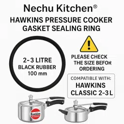 Nechu Kitchen® Cooker Gasket Compatible Replacement for Hawkins Ceramic/Nonstick 2 Litre & 3 Litre Pressure Cooker | Rubber Sealing Ring Spare image 2