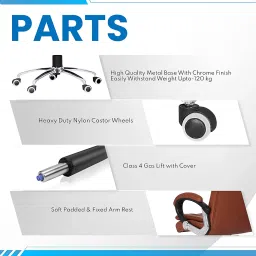 Da URBAN® Kenzo Mid Back Revolving Leatherette Ergonomic Home & Office Executive Chair with High Comfort Seating, Height Adjustable Seat & Heavy Duty Metal Base (Tan) image 5