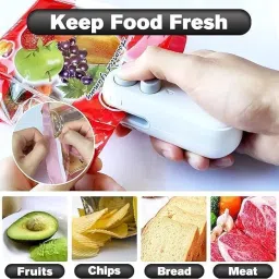 AJIGNA MART 2 in 1 Mini Seal Machine Portable Mini Sealing Machine, Handheld Packed Sealer for Food, Snacks, Chips, Fresh Storage, Plastic Bags Sealing Machine, Rechargeable Bag Sealer image 2