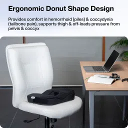 FOVERA Orthopedic Donut Seat Cushion Pillow Pain Relief for Hemorrhoids/Piles (L - Abv. 80 Kg Wt, Black) image 1