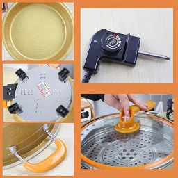 Non Stick 2 in 1 Steamer Boat with Removable Steaming Compartment | Electric Multi-Cookers | Electric Frying Pan with Glass Lid | Wok Skillet Pan | Momo Steamer image 4