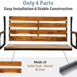 kaushalendra Wood Hanging Swing For Balcony Hammock Chair Indoor Jhula Heavy Very Strong 300 Kg Capacity Swings With Hanging Accessory(91 Cm),Brown image 5