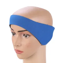 Ubervia Sports Headband 1PCS Swimming Headband Waterproof Ear Headband Adjustable Ear Protector Headband Cloth Bath Headband for Adult Kids Swimming Size M (Dark Blue) Kids Ear Buds image 3
