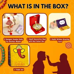 collectible india Rakhi Gift Combo For Brother and Bhabhi,Premium Silver Plated Bowl Rakhi Gift Set, Rakhi Gift Set Lumba Rakhi for Brother Gift Combo For Bro/Brother/Bhaiya/Bhai image 3