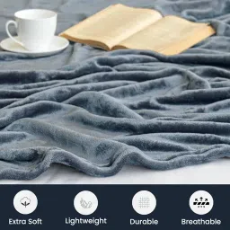 HOMEMONDE Flannel Plush Soft Blanket Double Fuzzy Cozy Warm Throw Blankets, Lightweight And Comfy For Bed, Couch, Sofa- (90 X 90 Inch, Frost Blue), 200 TC image 2