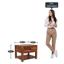 RUSTIC RETREAT Sheesham Wood Bedside Table with 1 Drawer Wooden Night Stand End Table Solid Wood Bedside Table for Bedroom Living Room Home | (Honey Finish) image 1