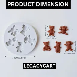 LEGACYCART 5 Cavity 3D Teddy Silicone Mould Handmade Chocolate Candle Bath Soap Earring Keychain Home Decor DIY Resin Sugar Craft Polymer Clay Gum Paste Crafting Projects Mold (Pack of 1) image 1