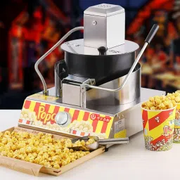 Shoppers Hub PNQ Gas Manual Table Top Popcorn Machine with 12V Battery for Auto Rotation | Heavy Duty Commercial Popcorn Maker for Cafes, Stalls, Cloud Kitchens & Catering image 4