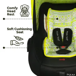 Polka Tots 5 in 1 Green Baby Car Seat for 0 to 15 Month New Born Toddler, Convertible Infant Carry Cot with Reclining Position, Safety Rocker & Feeding Seat Adjustable with Cushion image 2