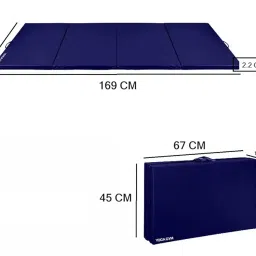 Krum Foldable High-Density Foam Gymnastics Training Tumbling Exercise Yoga Mat for Men & Women, 22mm Thick, 72 x 24 x 22mmt Blue image 2