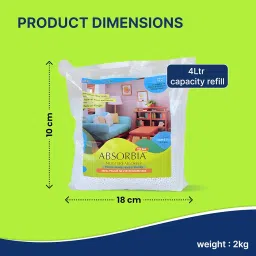 Absorbia Moisture absorber | Absorbia 2000g Spill proof refill pouch for reusable (Absorbtion capacity 4liter) for rooms storage etc image 1