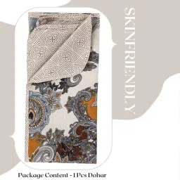 VAS COLLECTIONS Pure Cotton 120 GSM Reversible Soft Lightweight Printed Single Bed Blanket/AC Dohar/Skin Friendly Dohar-152 x 225 cm - Sky Blue & Orange image 5