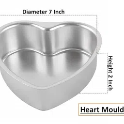 Kanshita's Rasoiware Aluminium Heart Shape Cake Mould 7 Inch & Aluminium Round Shape Cake Mould 7 Inch -Set Of 2, Silver image 3