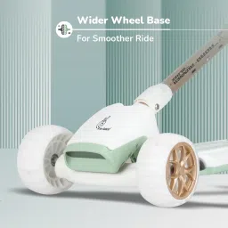 R for Rabbit Road Runner Blaze Foldable Kick Scooter for Kids with 4 Level Adjustable Height, PU LED Wheels, Lights and Music for 3+ Years Baby Boy & Girl of Upto 75kg Weight (Green Gold) image 2