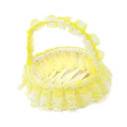 TRENDIVIBE Wedding Flower Basket Elegant Flower Girl Basket for Weddings Event Ceremony Yellow image 2