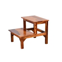 Solid Sheesham Wood Stool for Kitchen | Wooden 2 Step Stool | Foot Rest Stool for Living Room | Rosewood Stepping Footstool/Foot Stool | | Multipurpos Two-Step Stool for Home | Teak Finish image 2