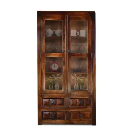 SONA Art & Crafts Solid Sheesham Wood Kitchen Cabinet | Crockery Cabinet | Crockery Rack with Door for Kitchen and Home Furniture- Walnut Brown Finish image 2
