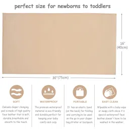 Baby Diaper Changing Pad Portable Changing Mat Travel Changing Pad Liner for Baby and Small Toddler(Beige&Brush Strokes) image 3