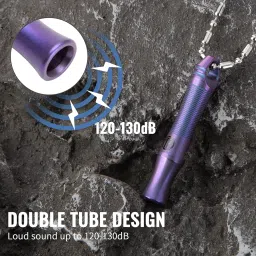 TACRAY Titanium Whistle – Ultra-Loud 120+ dB, CNC Machined, Lightweight & Durable – Perfect for Emergency Survival, Hiking, Camping, and Outdoor Safety – Includes Stainless Steel Chain (Purple) image 2