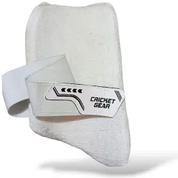 AS Cricket Gears Thigh Guard, High-Density Foam Padding, White, Adjustable Elastic Strap image 1